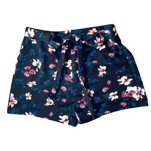 René Ricci floral printed self belt  high waist shorts women size 1X